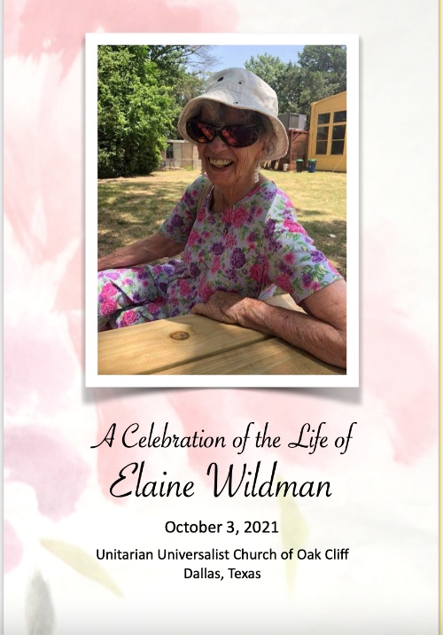 elaine wildman order of service cover